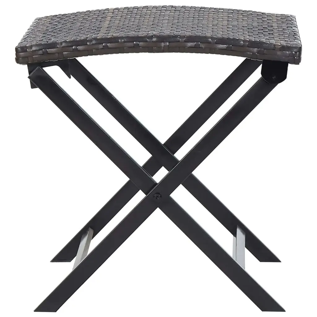 Folding Stool Poly Rattan Brown 45772