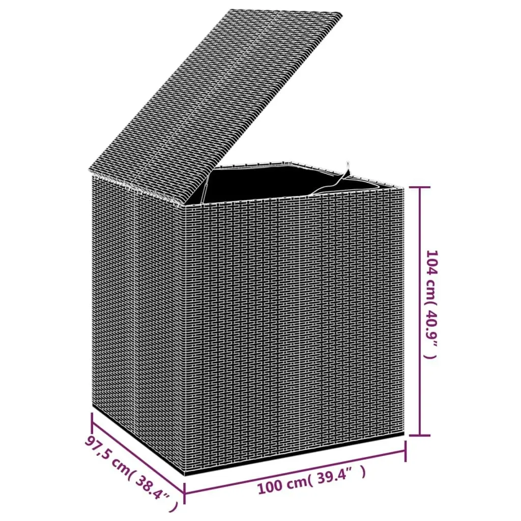 Garden Cushion Box PE Rattan 100x97.5x104 cm Grey 317228