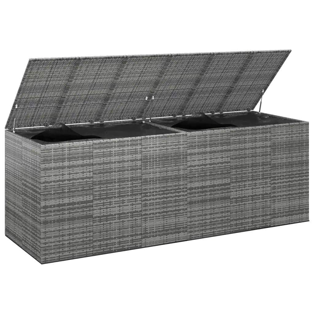 Garden Cushion Box PE Rattan 291x100.5x104 cm Grey 317237