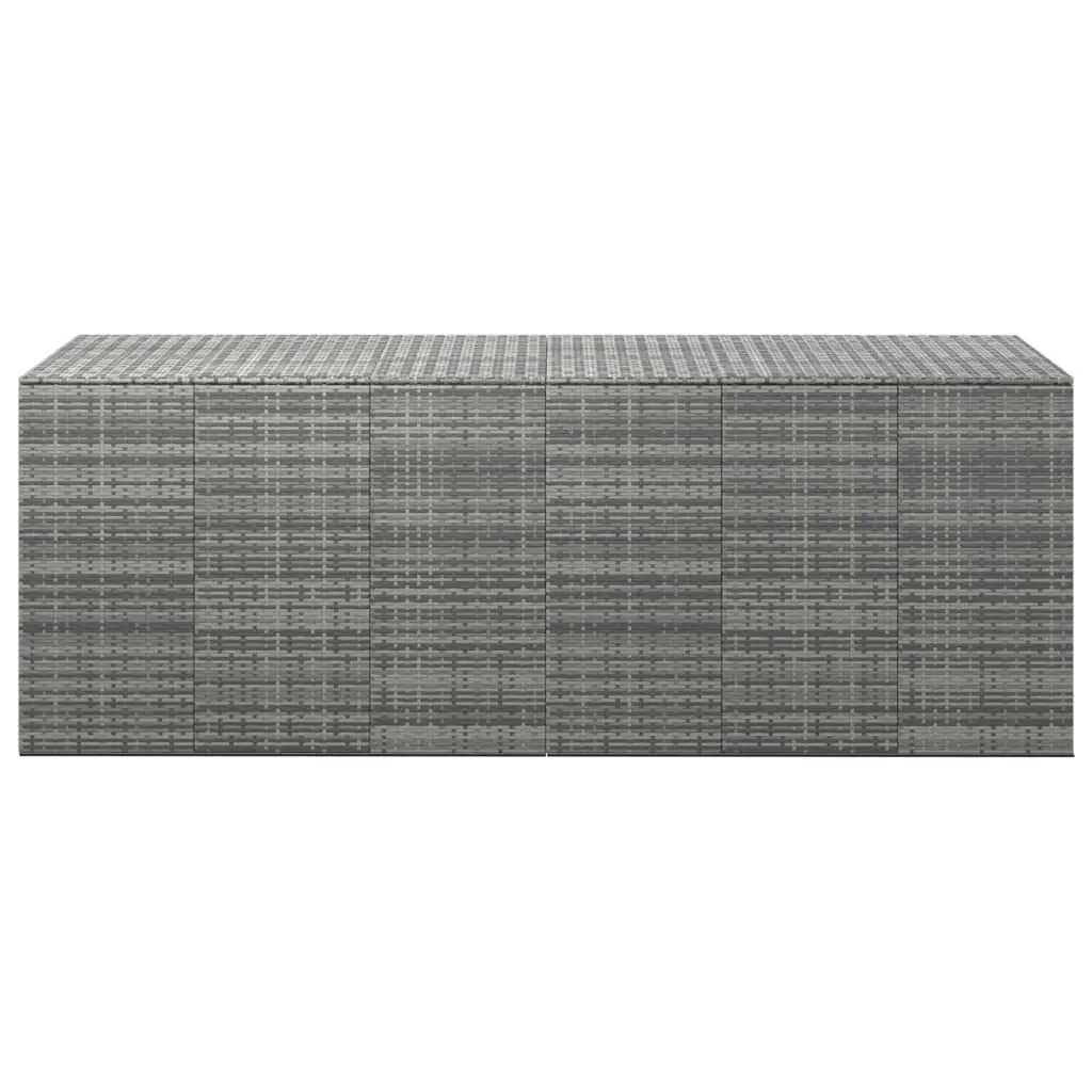 Garden Cushion Box PE Rattan 291x100.5x104 cm Grey 317237