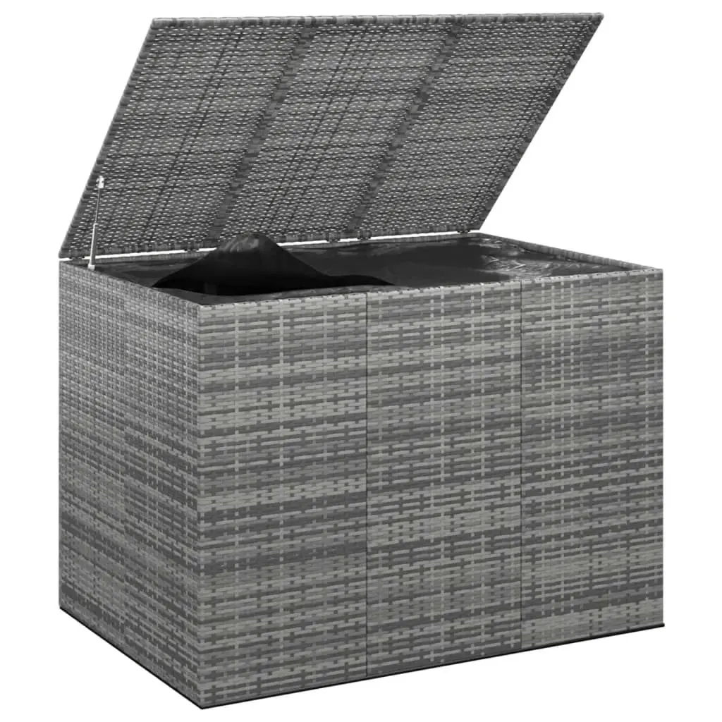 Garden Cushion Box PE Rattan 145x100x103 cm Grey 317231