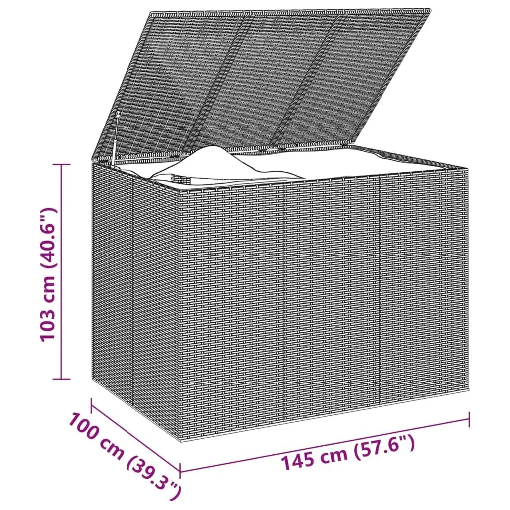 Garden Cushion Box PE Rattan 145x100x103 cm Grey 317231