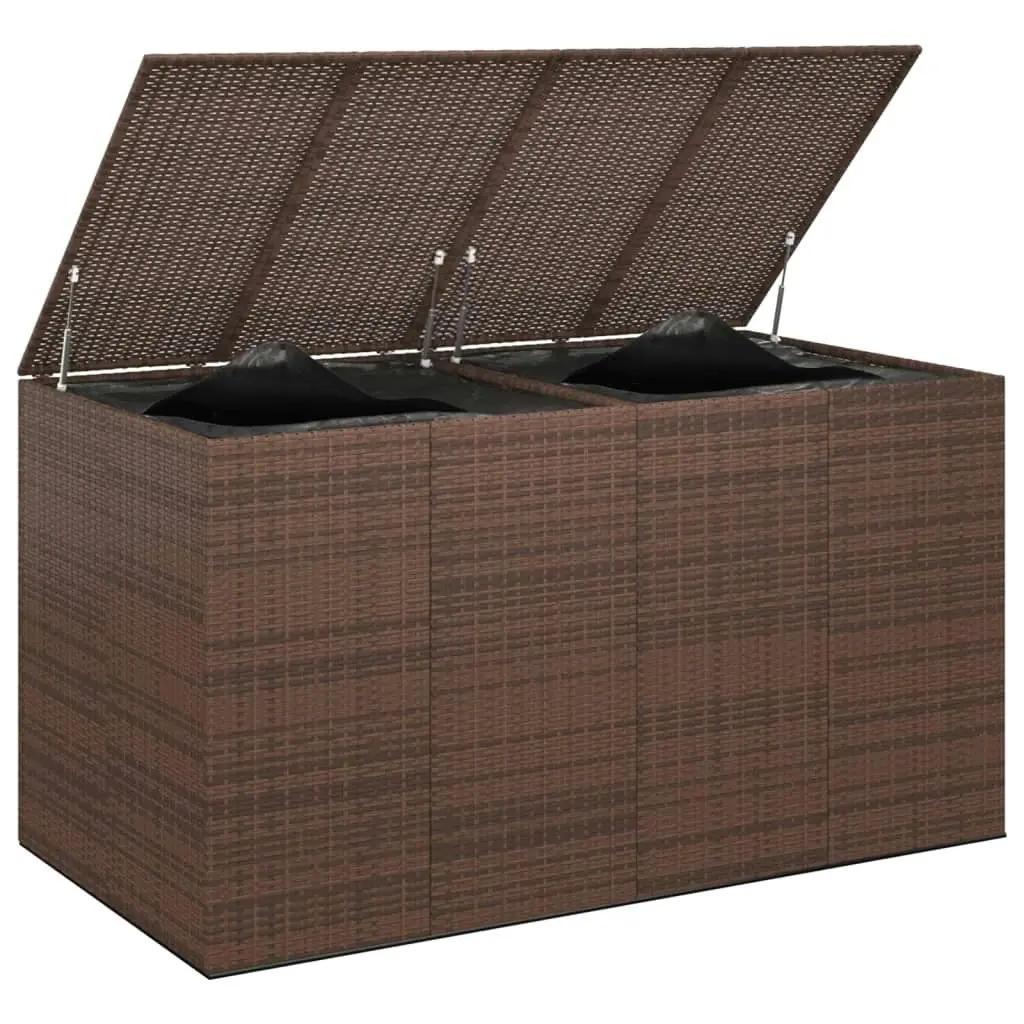 Garden Cushion Box PE Rattan 194x100x103 cm Brown 317233