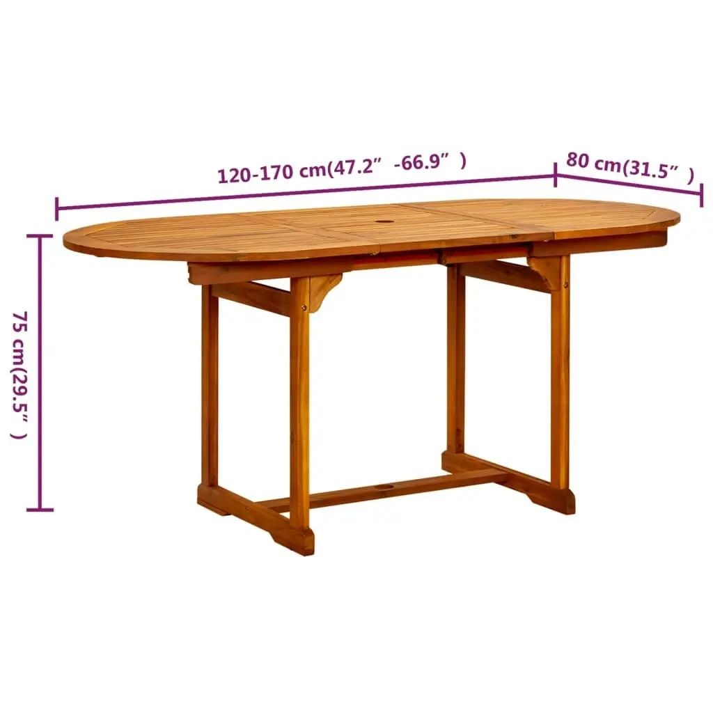 Garden Dining Table (120-170)x80x75 cm Solid Acacia Wood 316568