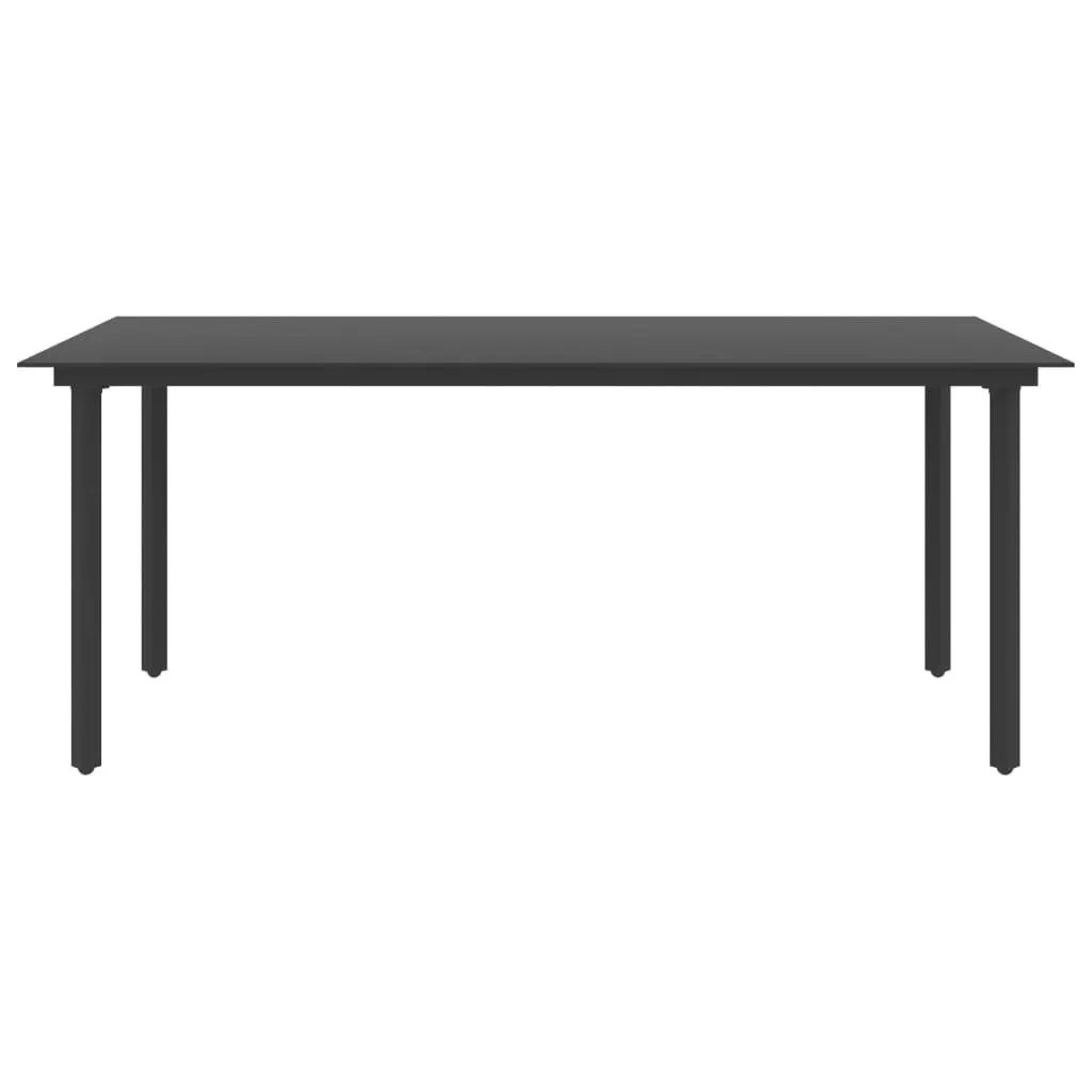 Garden Dining Table Black 190x90x74 cm Steel and Glass 313111