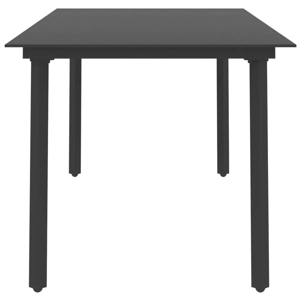 Garden Dining Table Black 190x90x74 cm Steel and Glass 313111