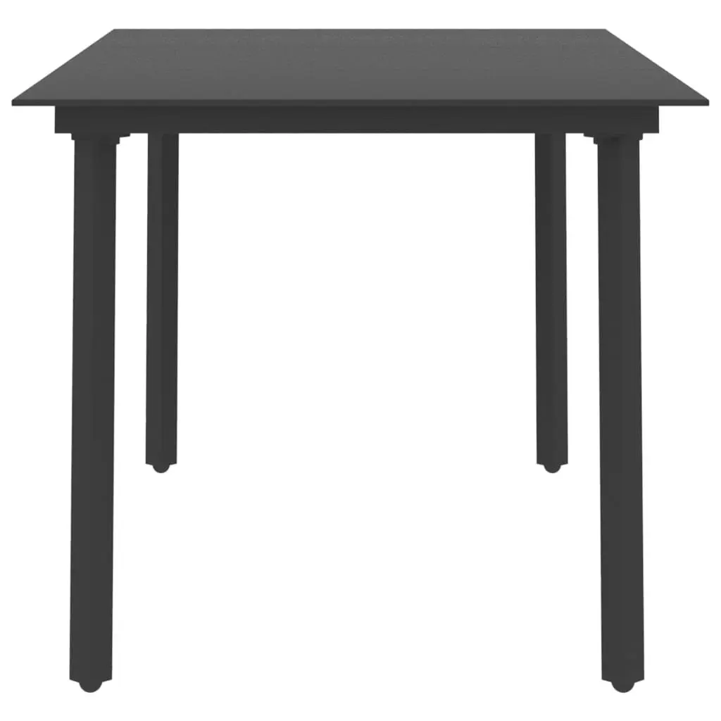 Garden Dining Table Black 150x80x74 cm Steel and Glass 313110