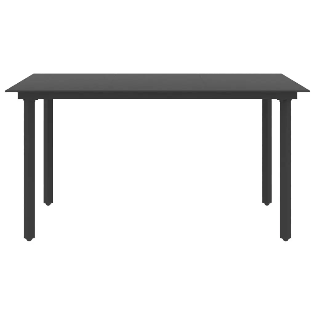 Garden Dining Table Black 150x80x74 cm Steel and Glass 313110