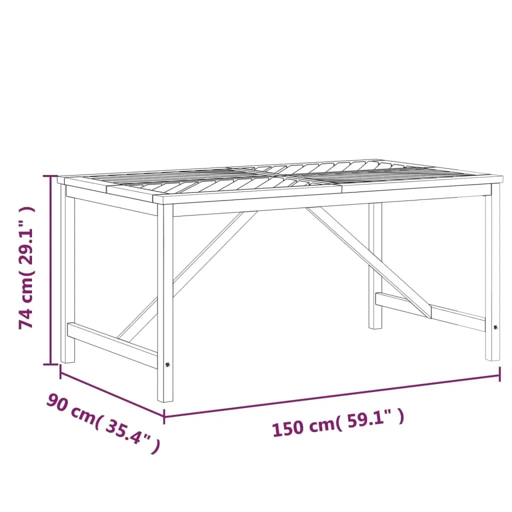 Garden Dining Table 150x90x74 cm Solid Wood Acacia 362241