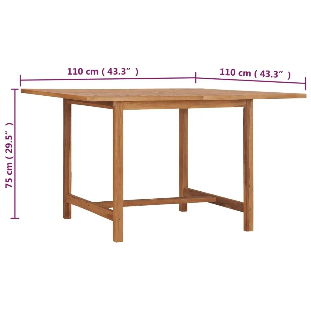 Garden Dining Table 110x110x75 cm Solid Wood Teak 318477