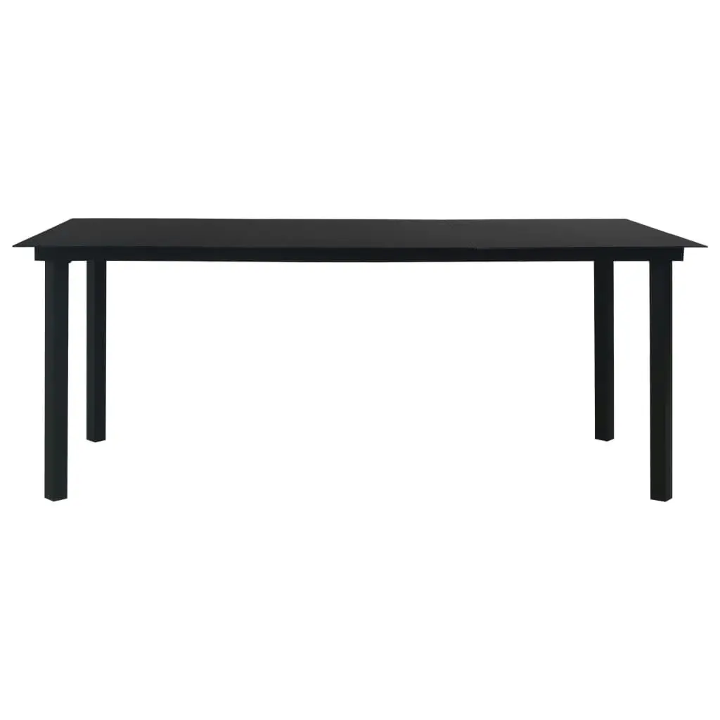 Garden Dining Table Black 190x90x74 cm Steel and Glass 312163