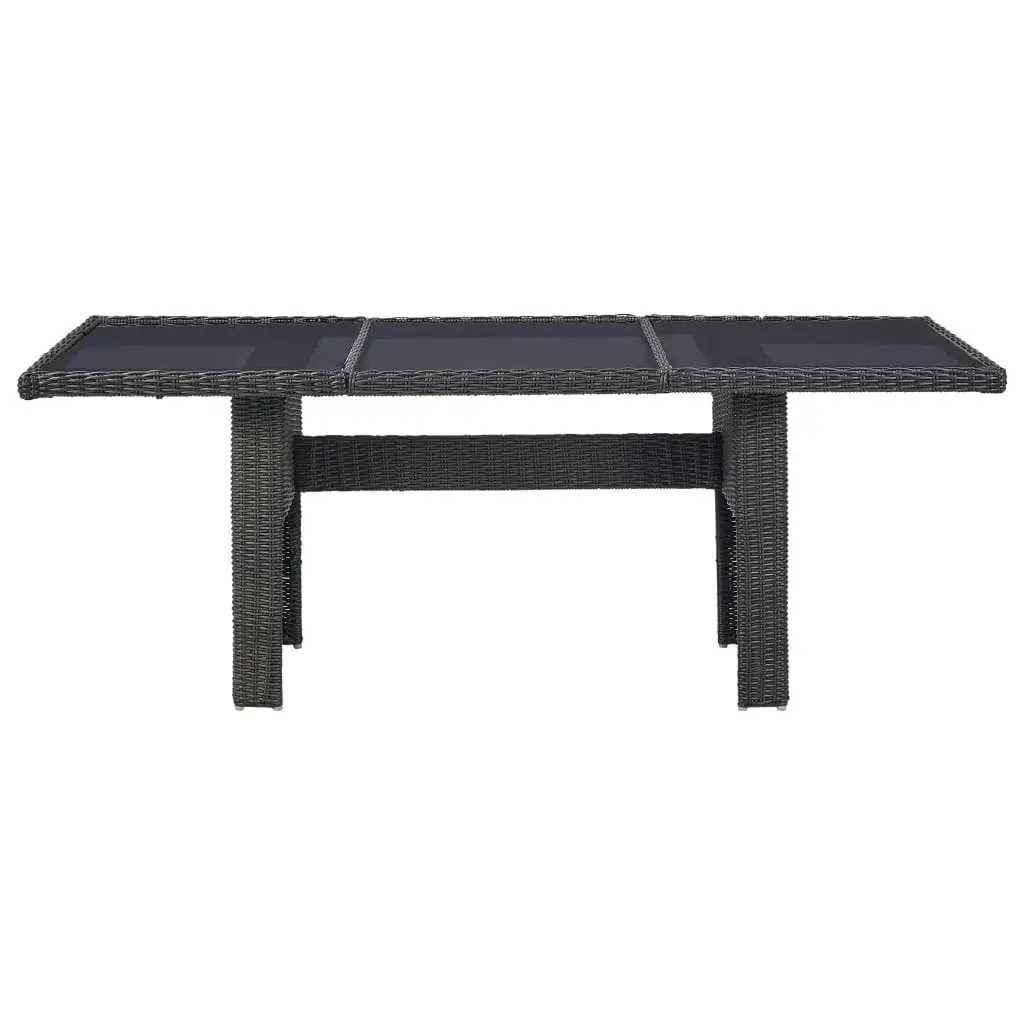 Garden Dining Table Black 200x100x74 cm Glass and Poly Rattan 310145