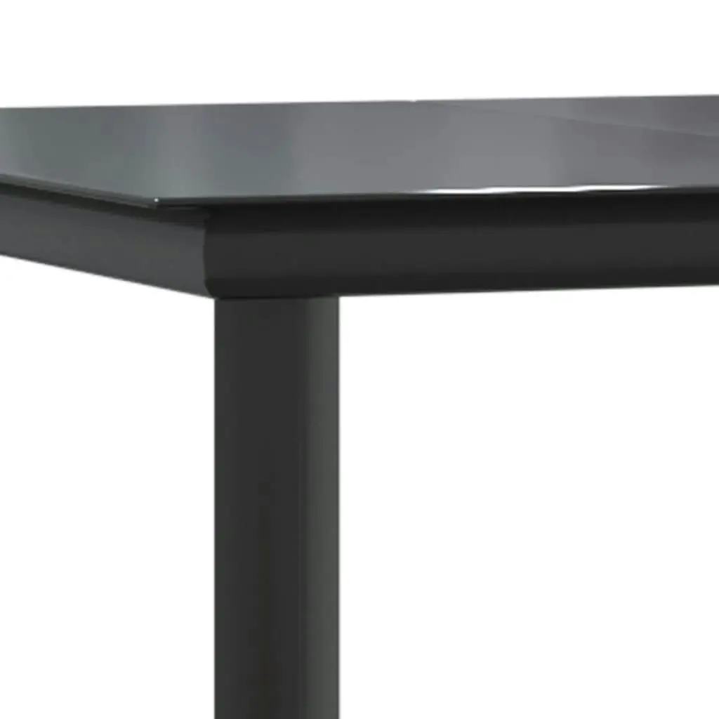 Garden Dining Table Black 160x80x74cm Steel and Tempered Glass 319283