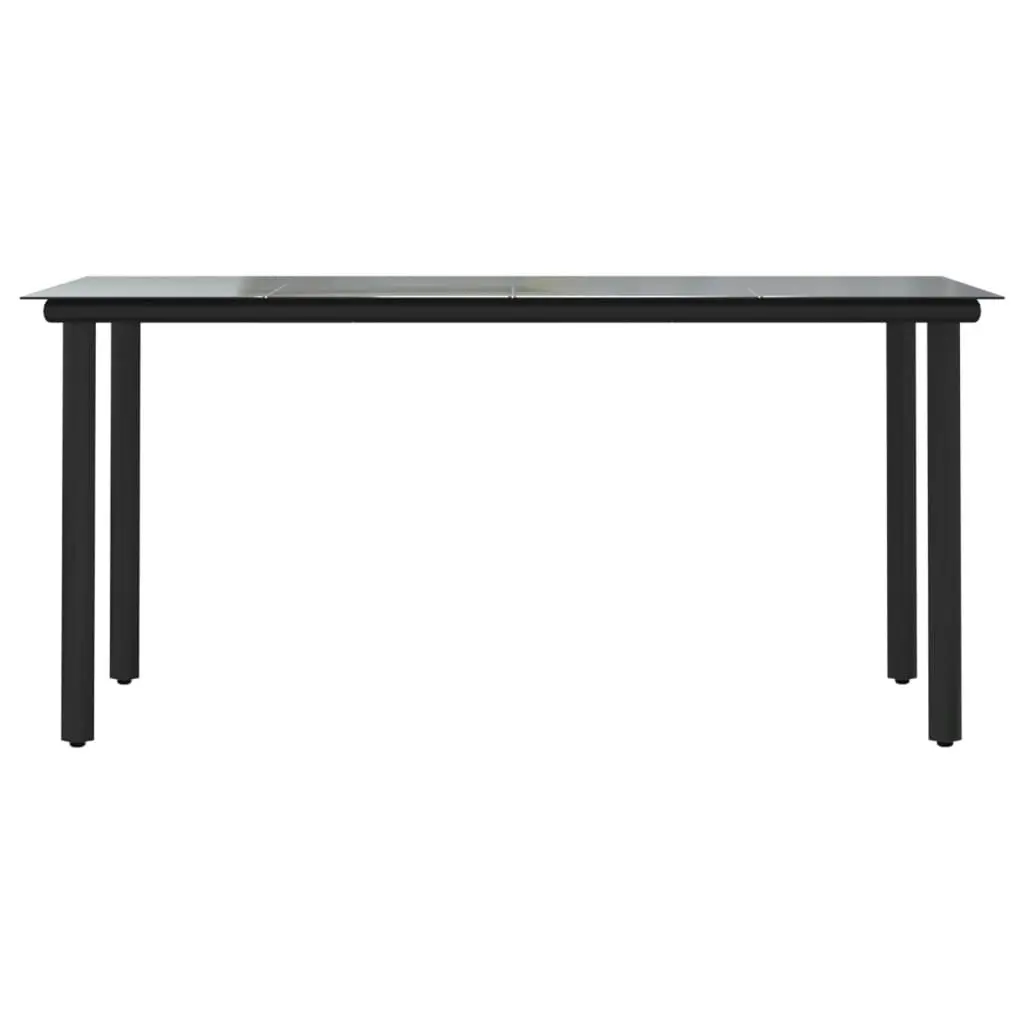 Garden Dining Table Black 160x80x74cm Steel and Tempered Glass 319283