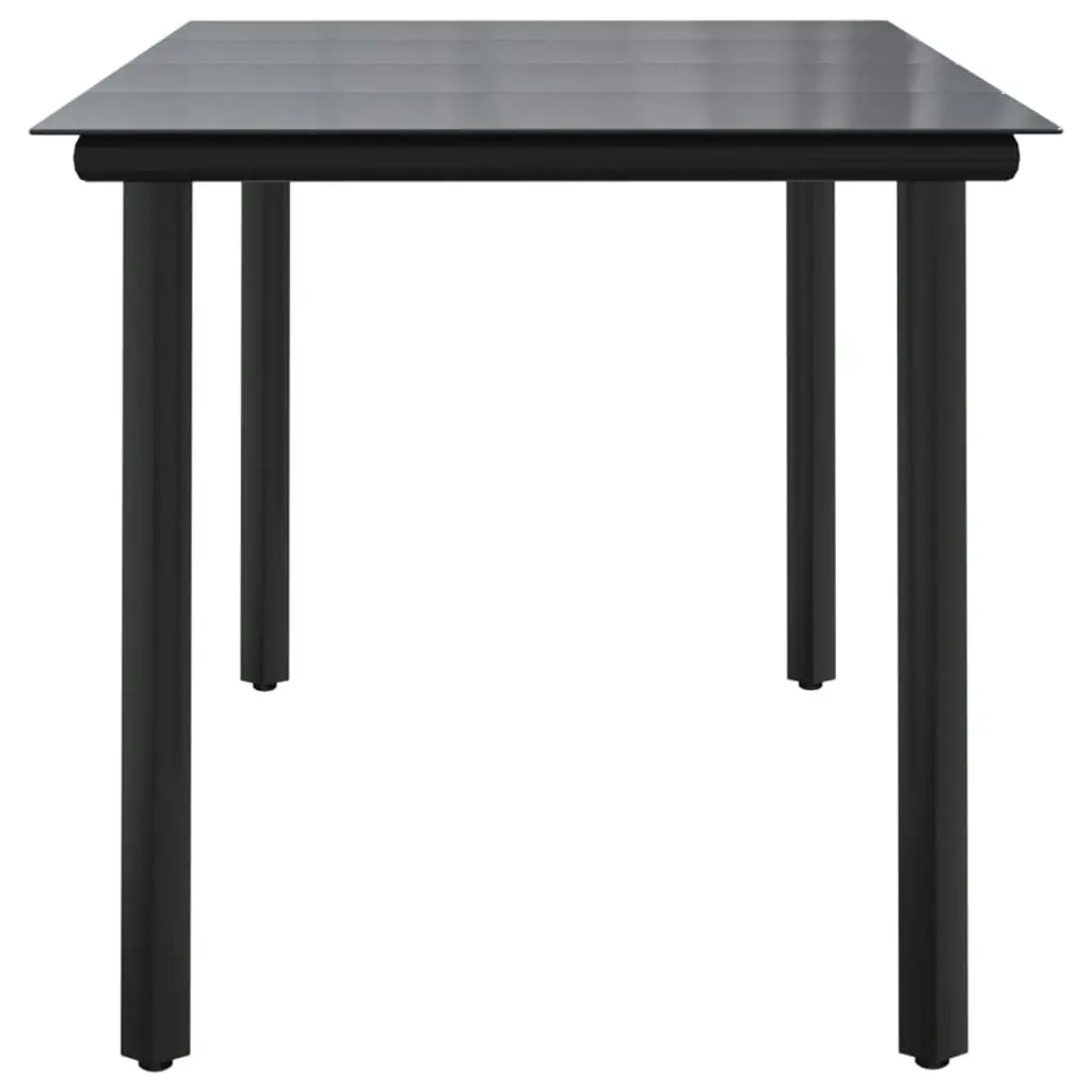 Garden Dining Table Black 160x80x74cm Steel and Tempered Glass 319283