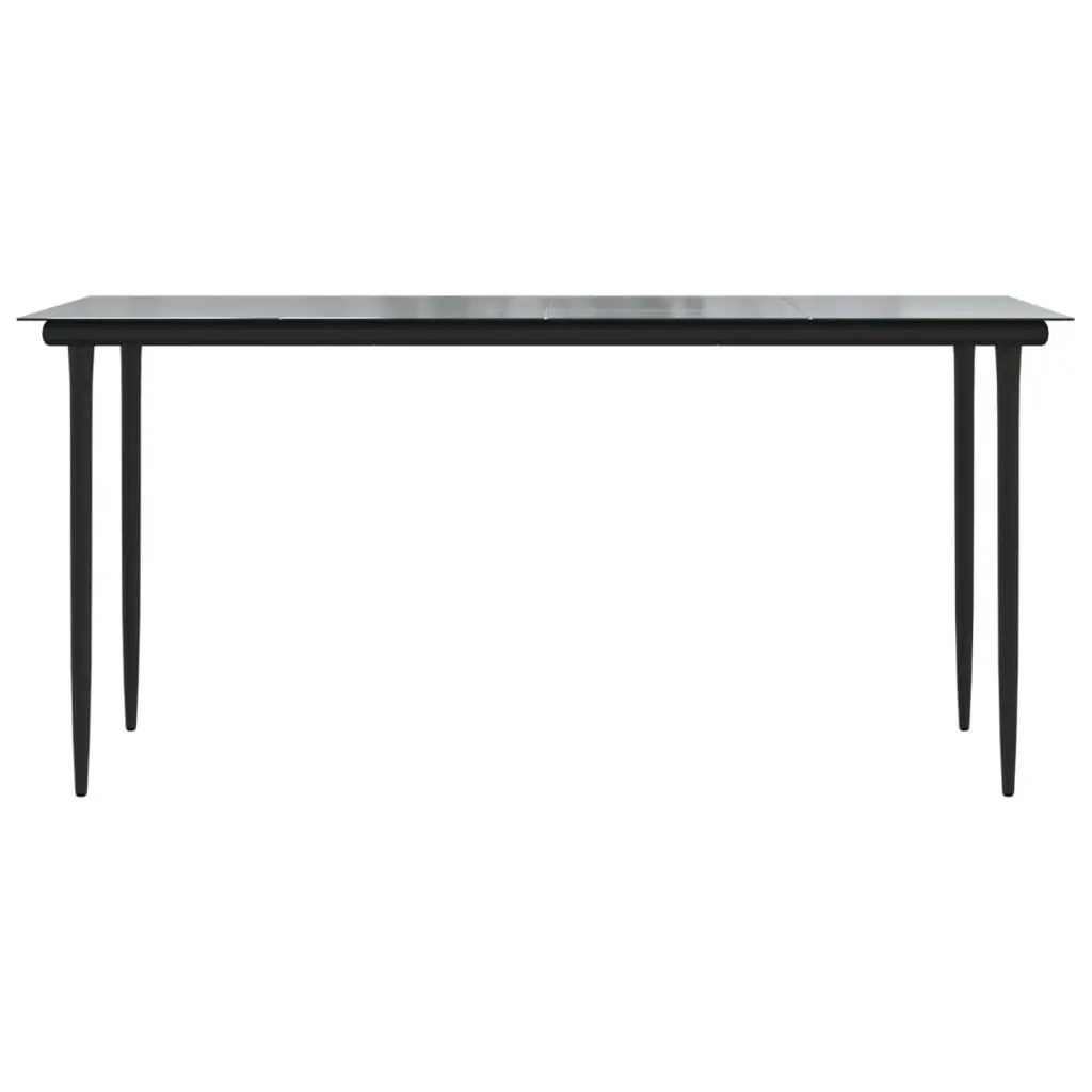 Garden Dining Table Black 160x80x74cm Steel and Tempered Glass 319279