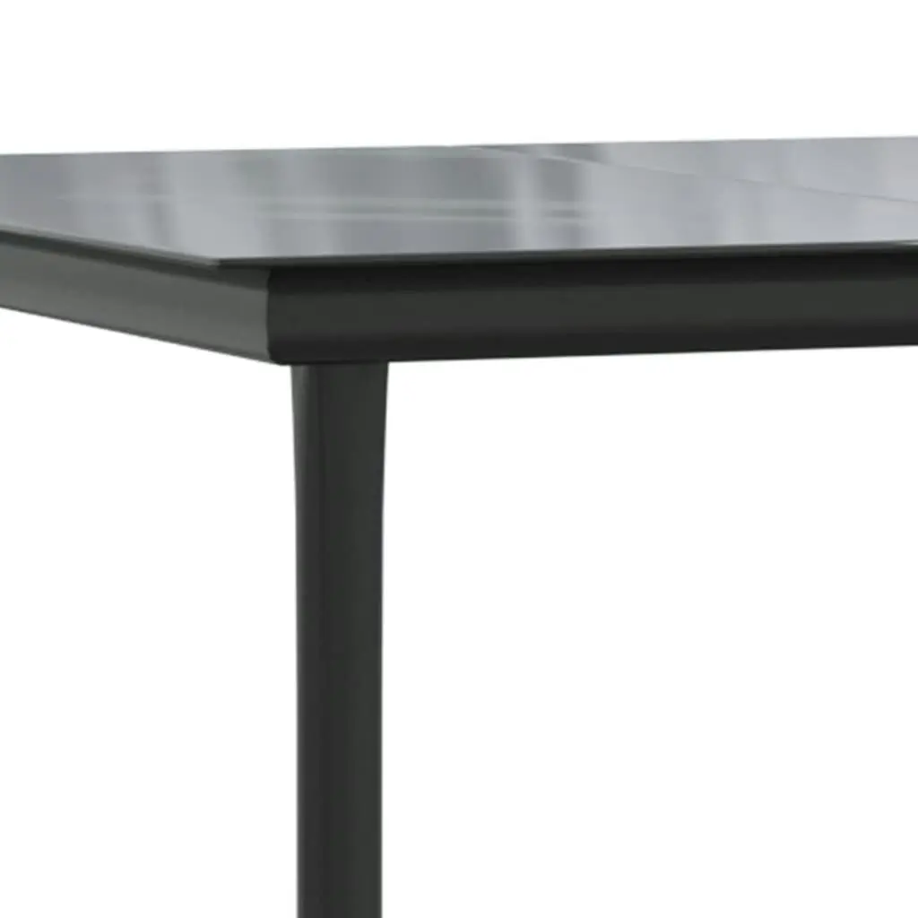 Garden Dining Table Black 160x80x74cm Steel and Tempered Glass 319279