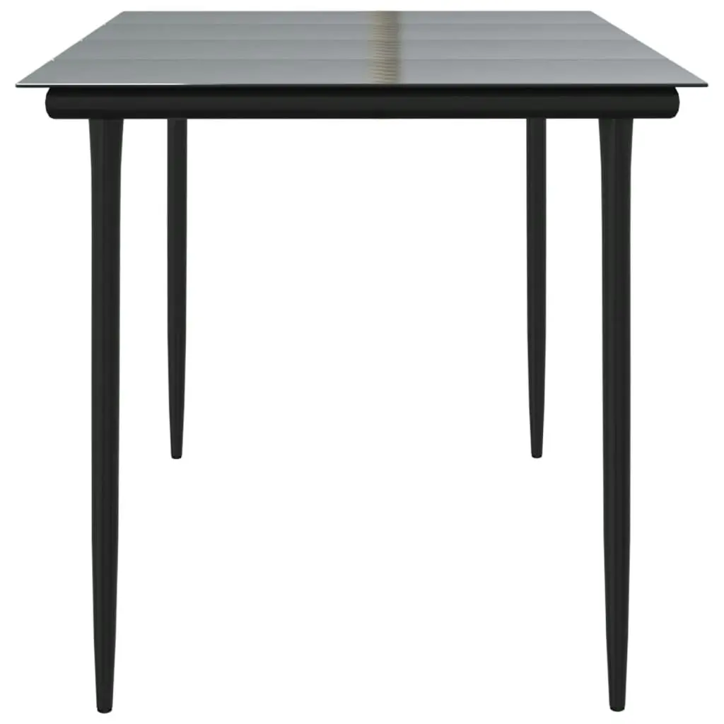 Garden Dining Table Black 160x80x74cm Steel and Tempered Glass 319279