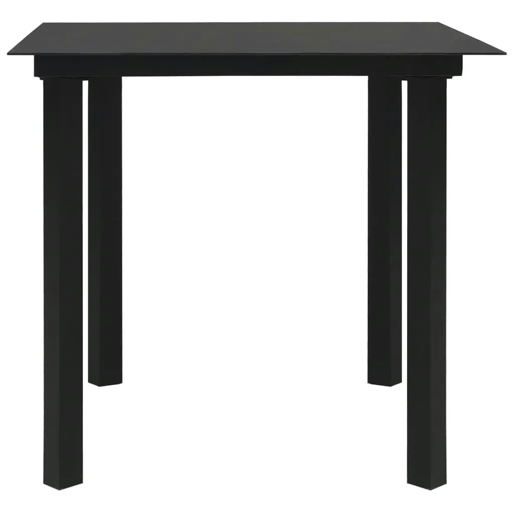 Garden Dining Table Black 80x80x74 cm Steel and Glass 312161