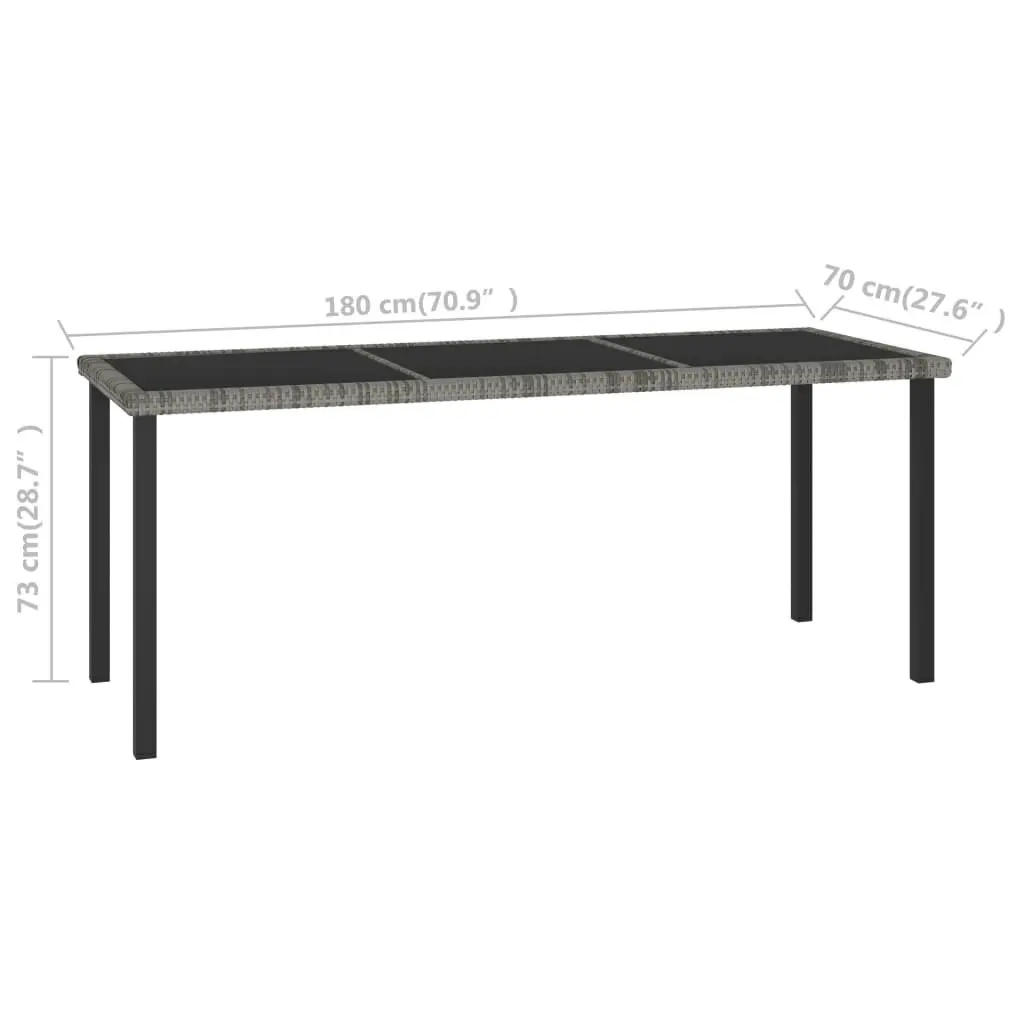 Garden Dining Table Grey 180x70x73 cm Poly Rattan 315119