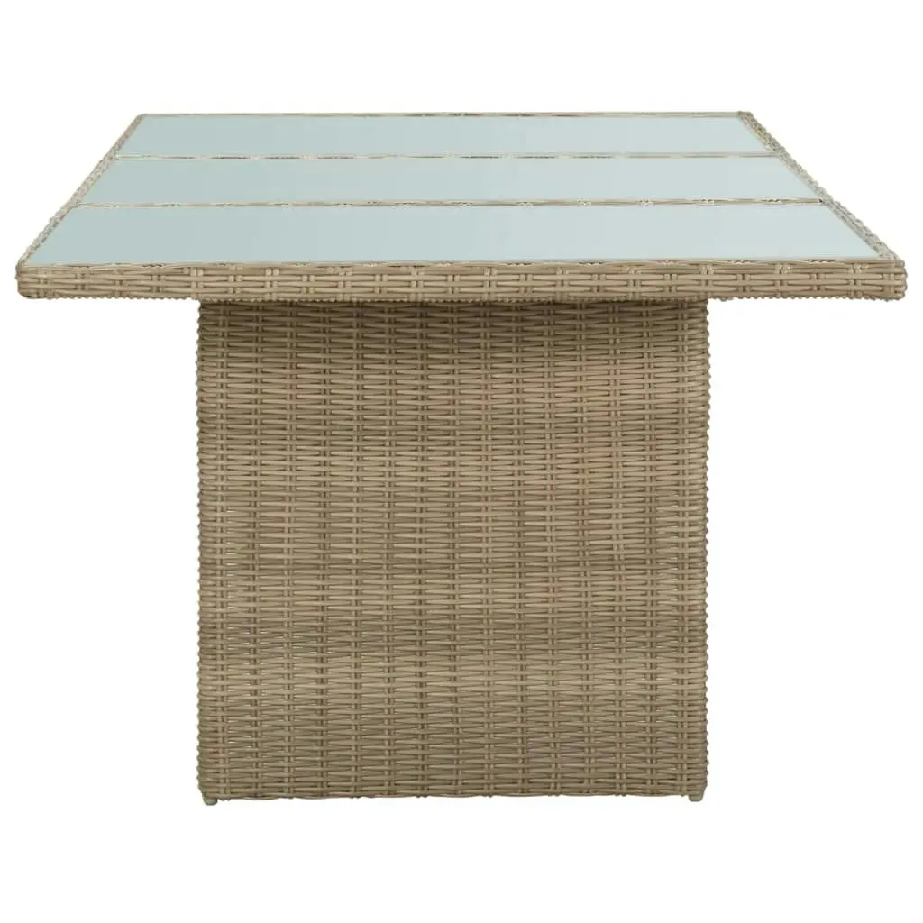 Garden Dining Table Brown 200x100x74 cm Glass and Poly Rattan 310142