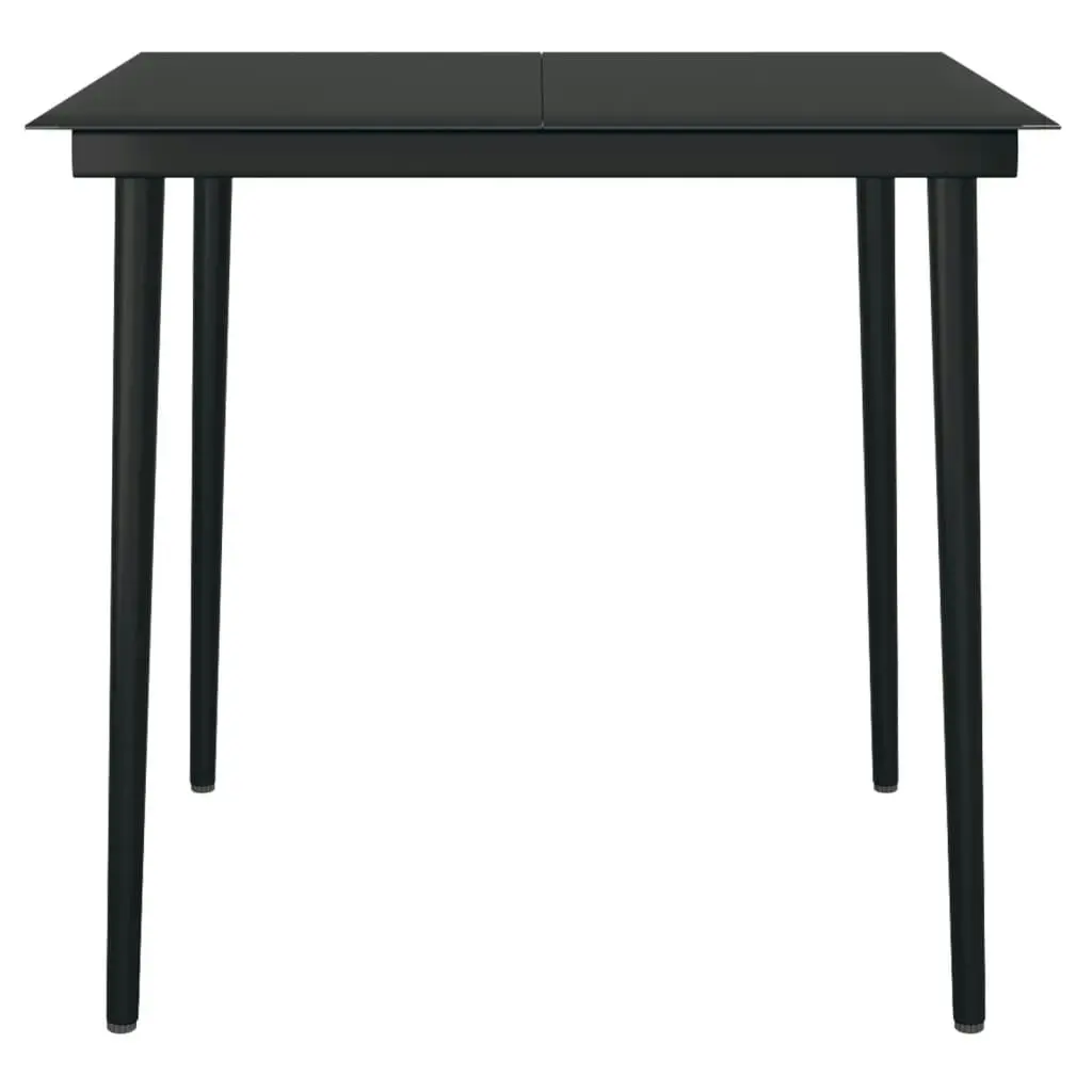 Garden Dining Table Black 80x80x74 cm Steel and Glass 318749