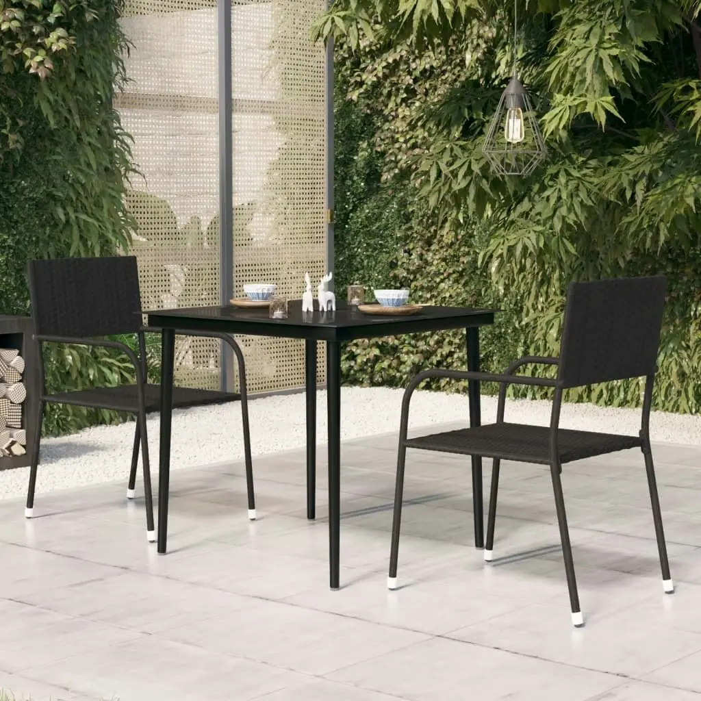 Garden Dining Table Black 80x80x74 cm Steel and Glass 318749