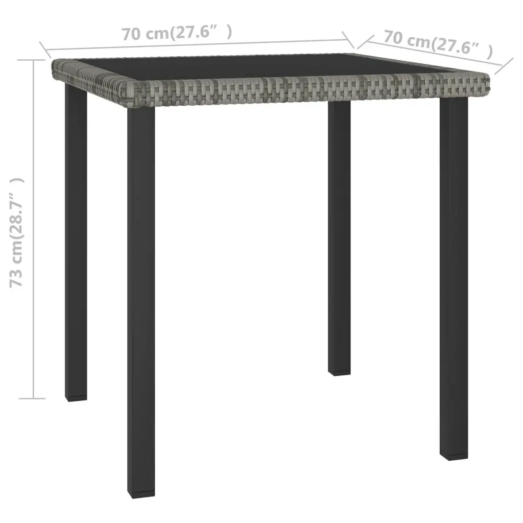 Garden Dining Table Grey 70x70x73 cm Poly Rattan 315117