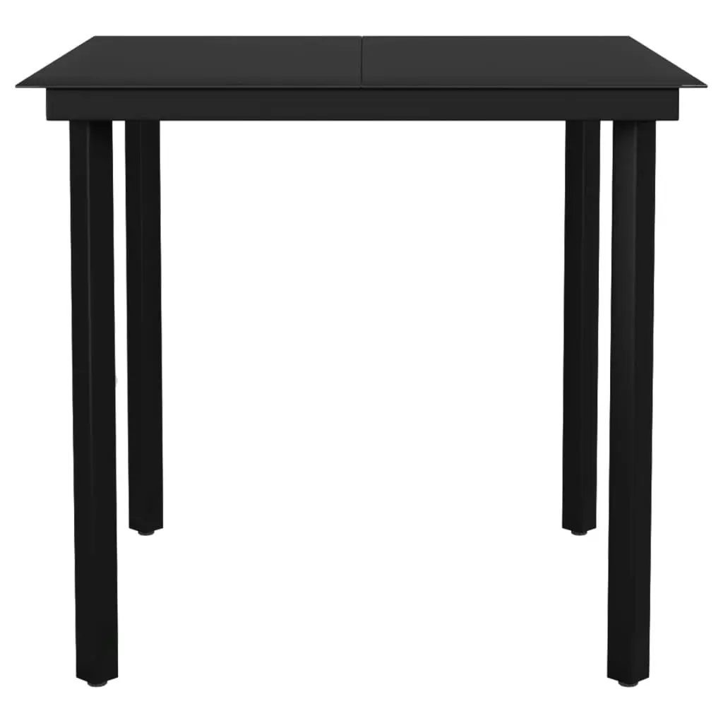 Garden Dining Table Black 80x80x74 cm Steel and Glass 318746