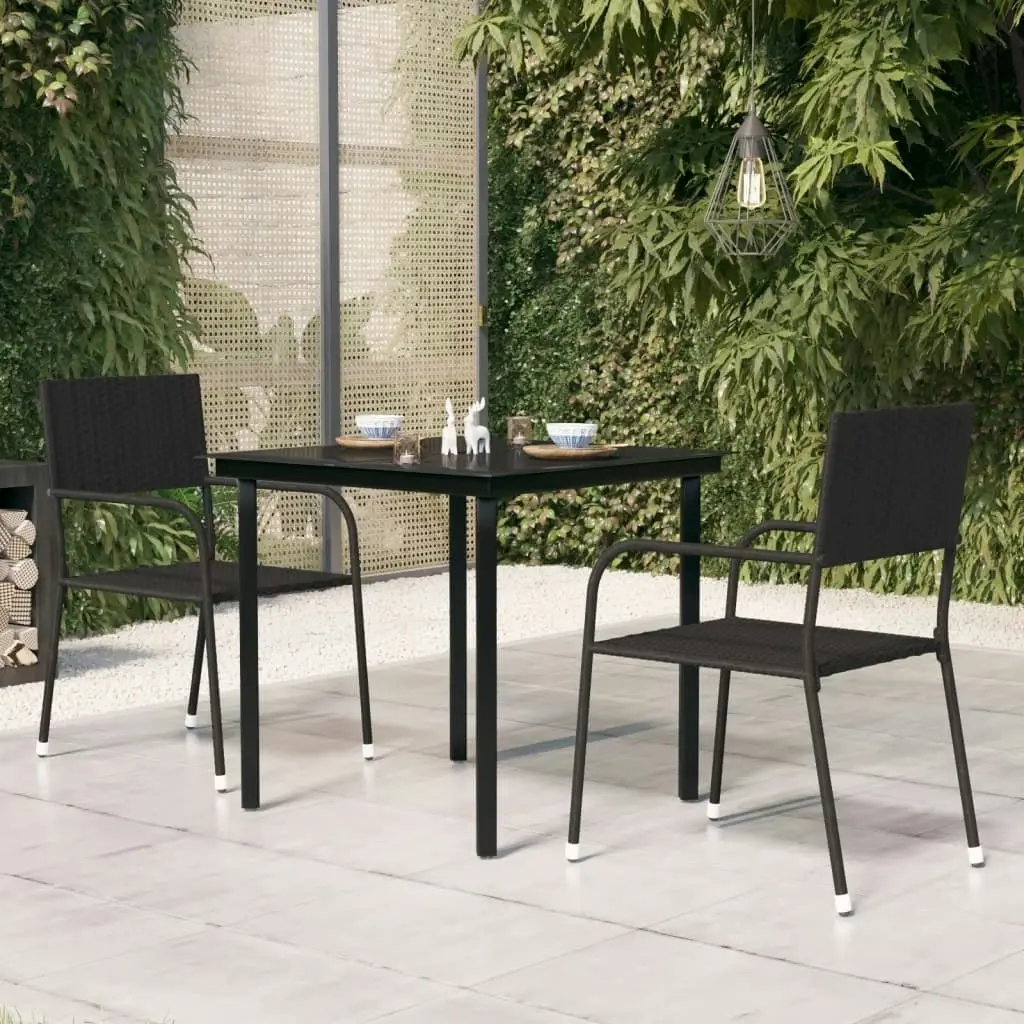 Garden Dining Table Black 80x80x74 cm Steel and Glass 318746