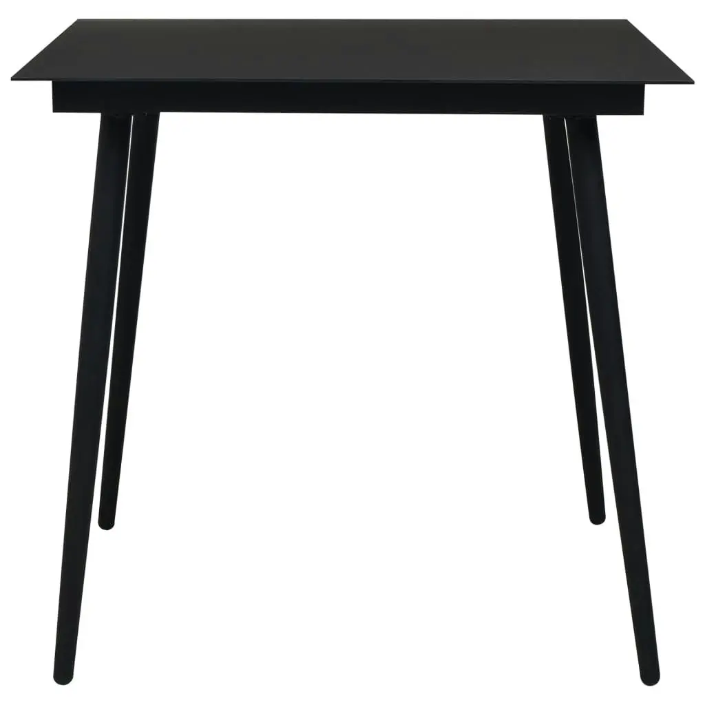 Garden Dining Table Black 80x80x74 cm Steel and Glass 312157