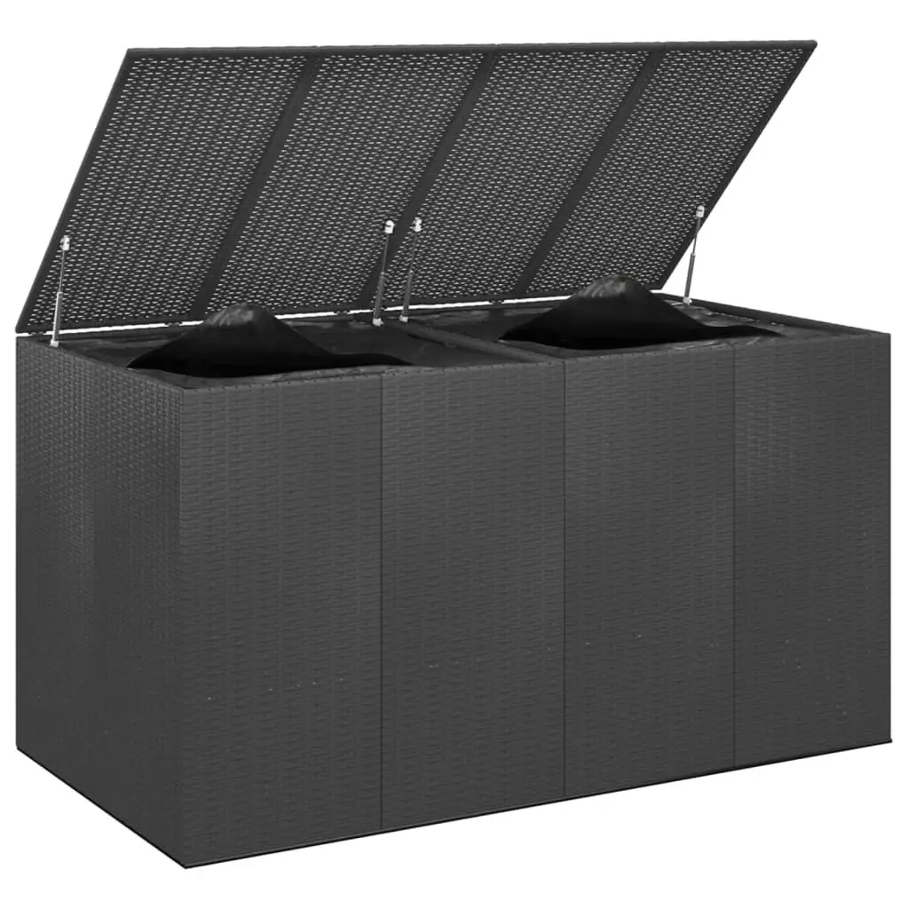 Garden Cushion Box PE Rattan 194x100x103 cm Black 317232