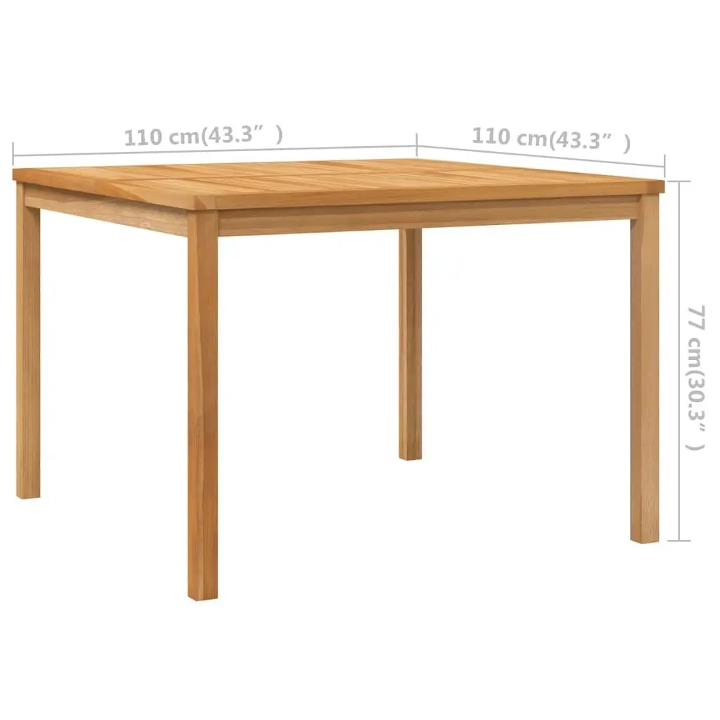 Garden Dining Table 110x110x77 cm Solid Teak Wood 316637