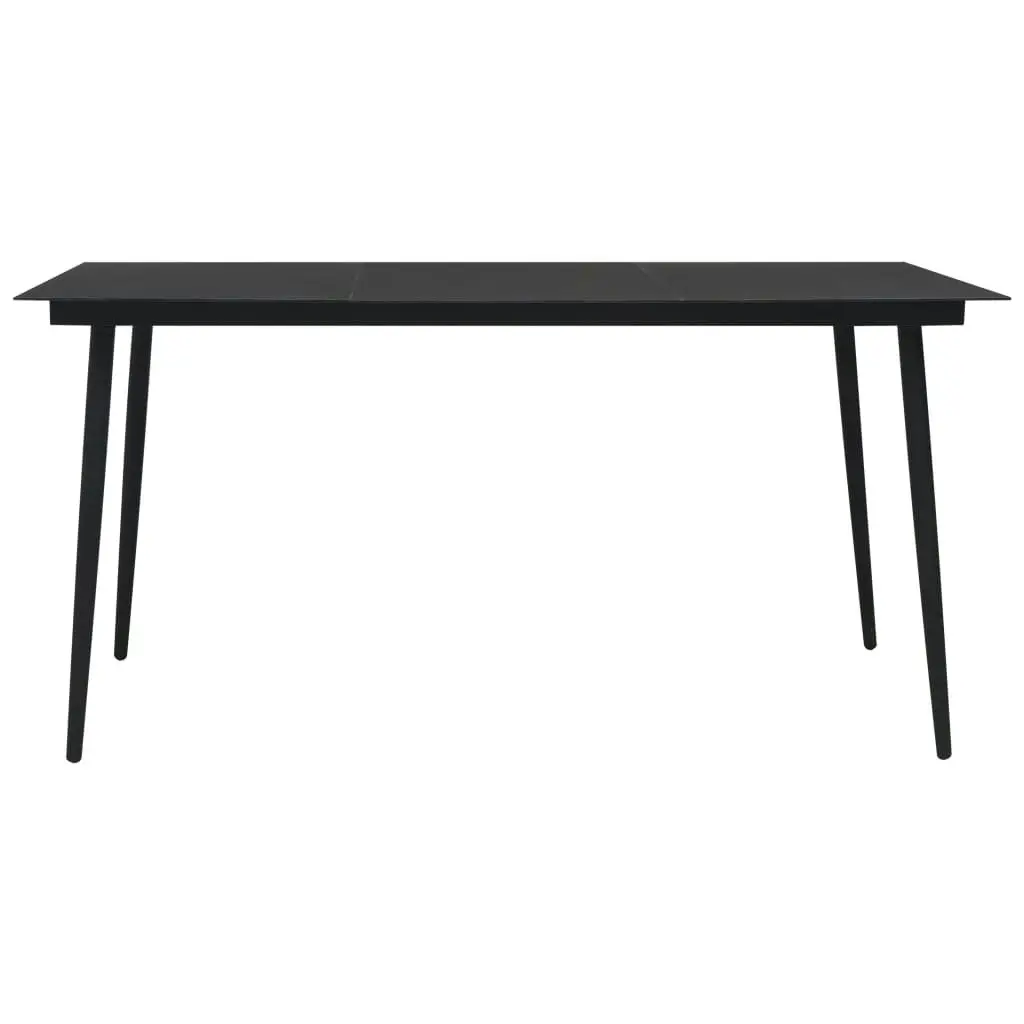 Garden Dining Table Black 150x80x74 cm Steel and Glass 312158