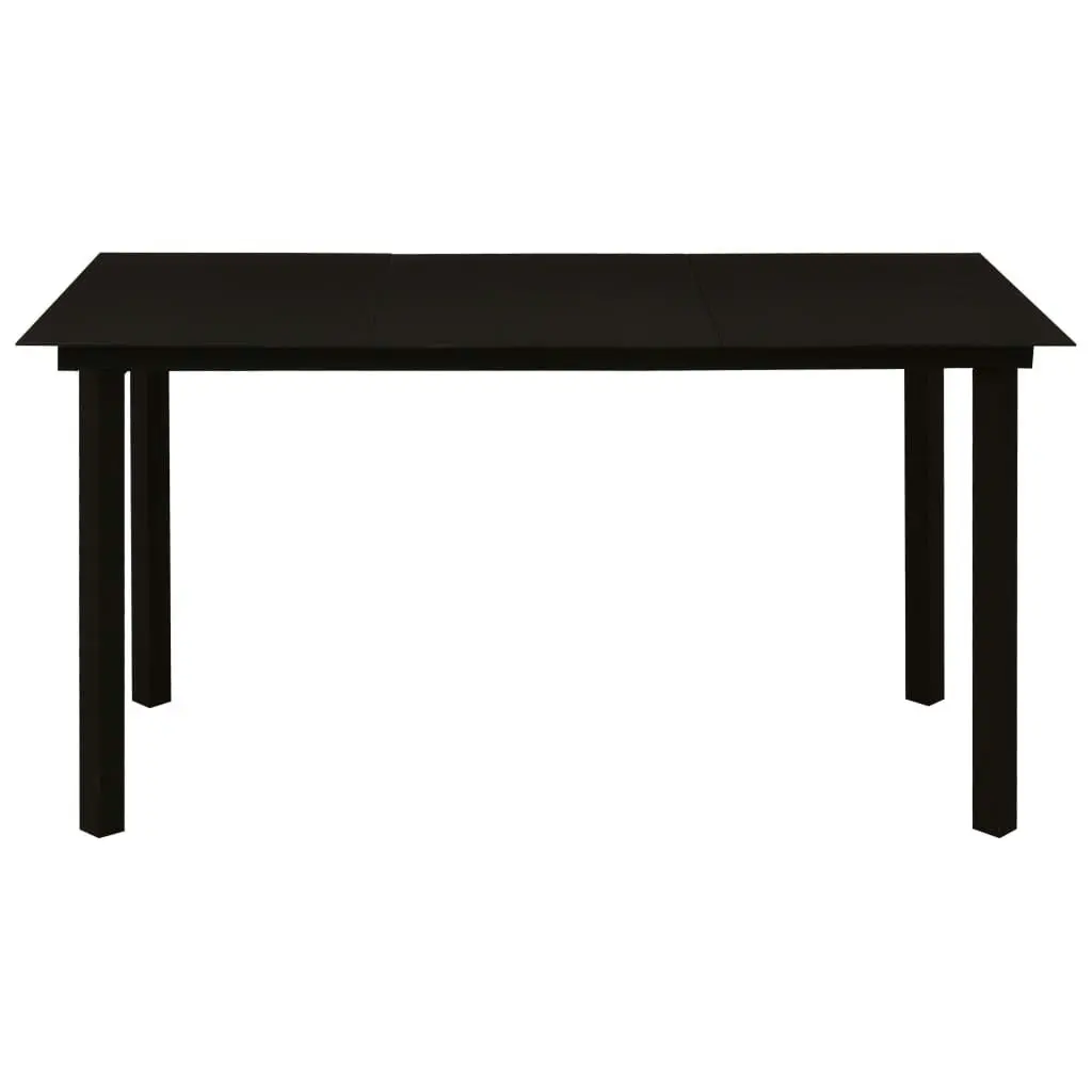 Garden Dining Table Black 150x80x74 cm Steel and Glass 312162