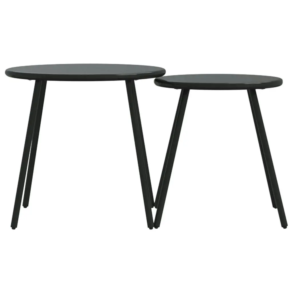 Garden Coffee Tables 2 pcs Round Black Powder-coated Steel 4008112