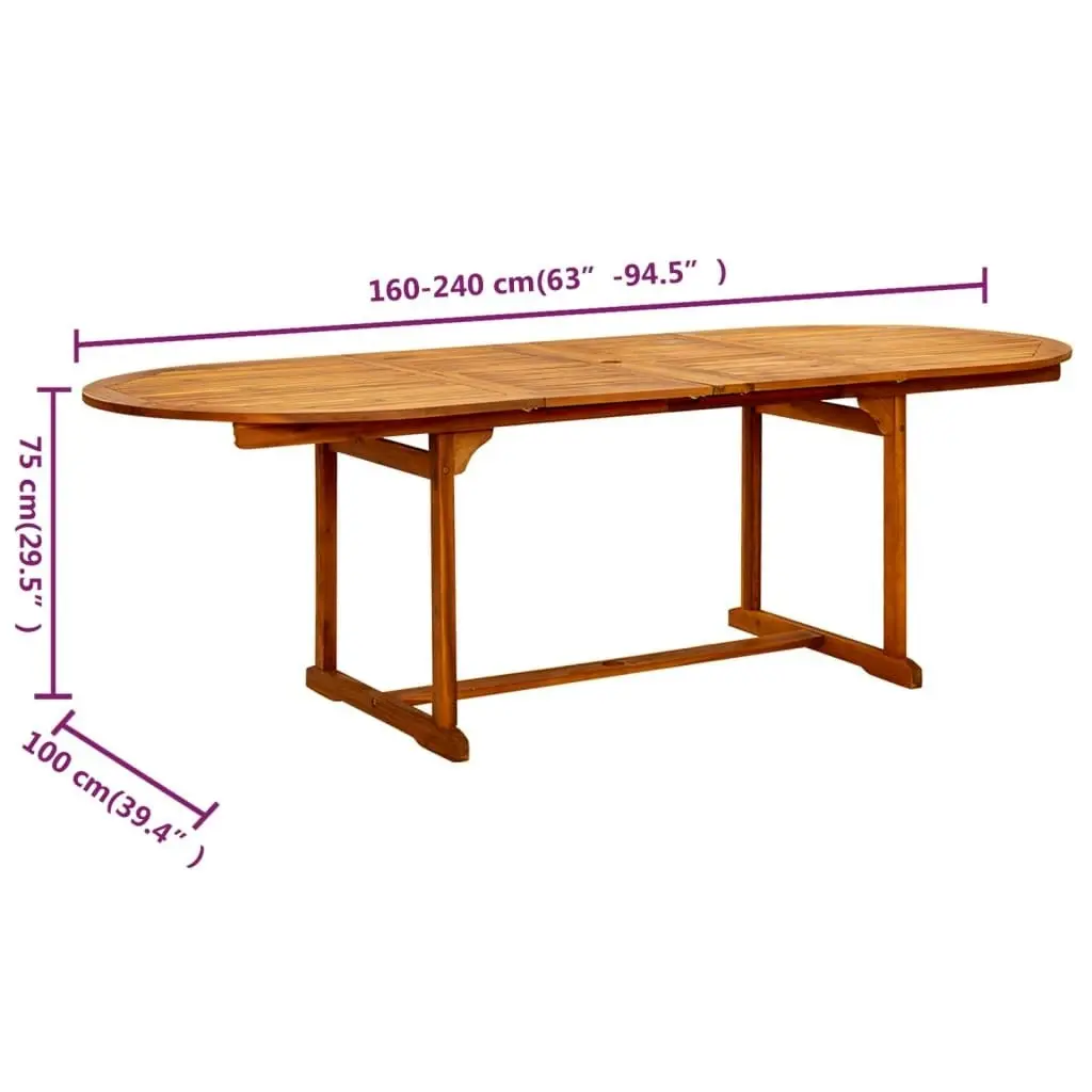 Garden Dining Table (160-240)x100x75 cm Solid Acacia Wood 316565