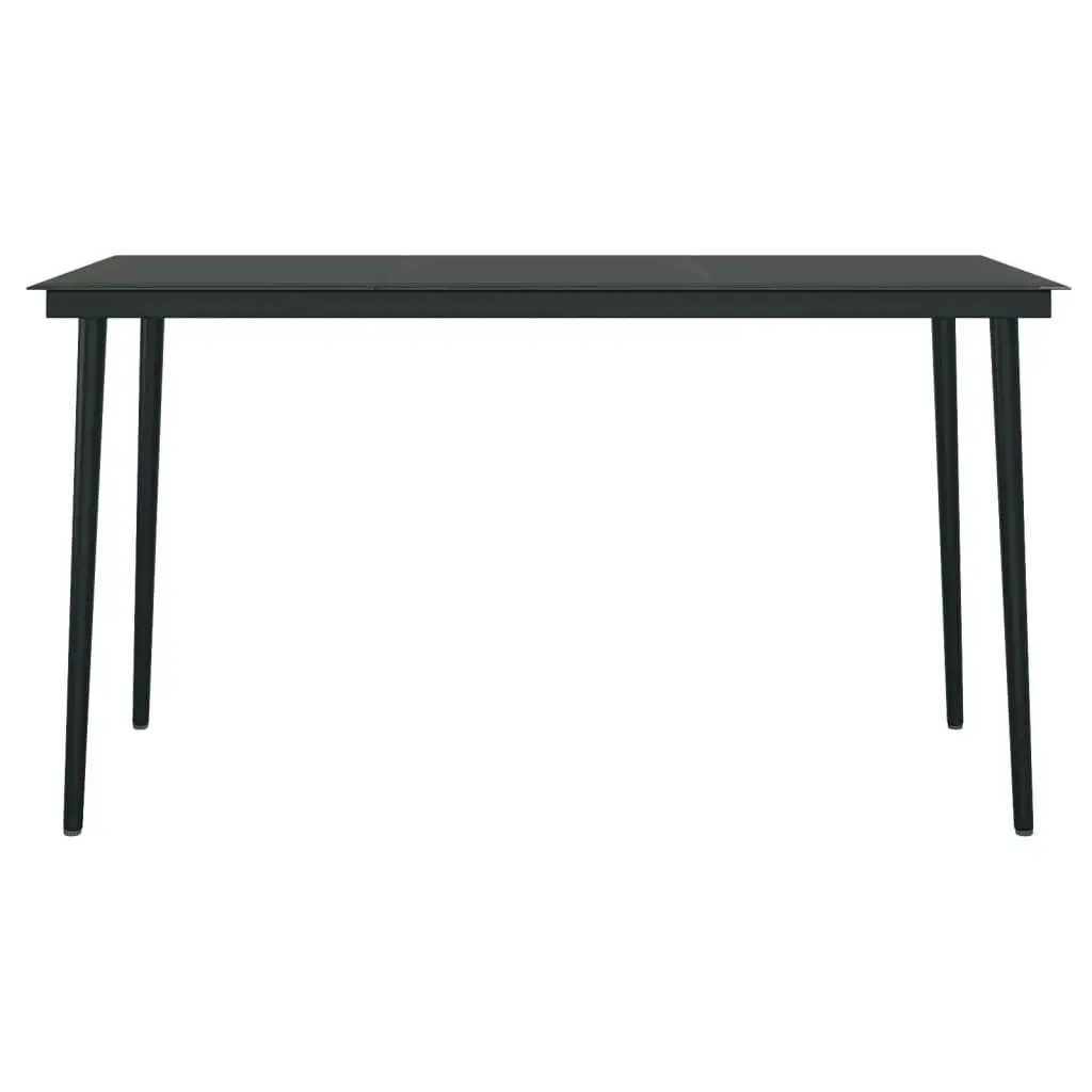 Garden Dining Table Black 140x70x74 cm Steel and Glass 318750