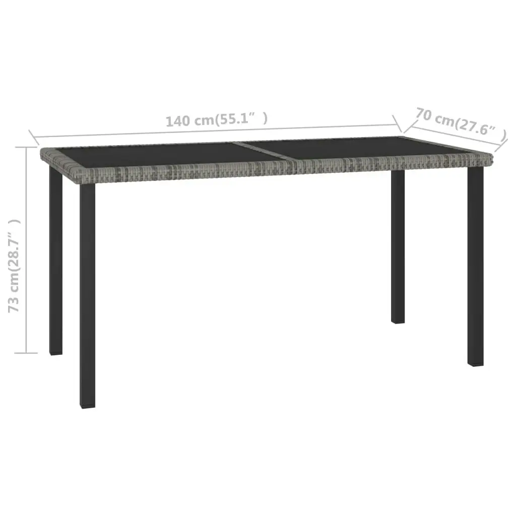 Garden Dining Table Grey 140x70x73 cm Poly Rattan 315118