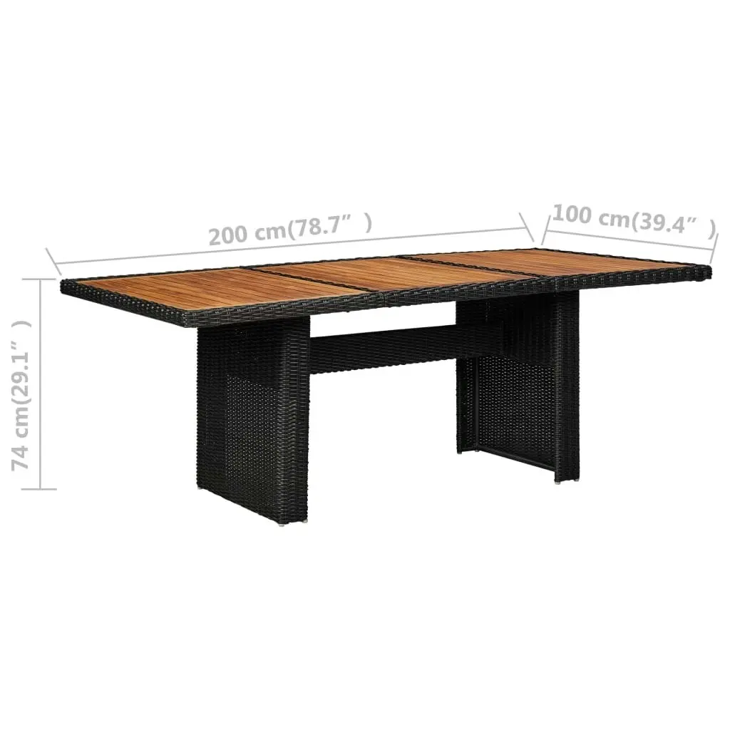 Garden Dining Table Black 200x100x74 cm Poly Rattan 310144