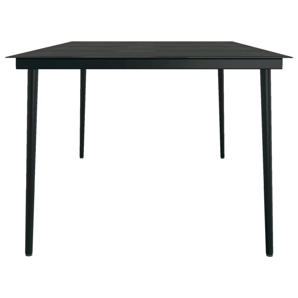 Garden Dining Table Black 200x100x74 cm Steel and Glass 3100108