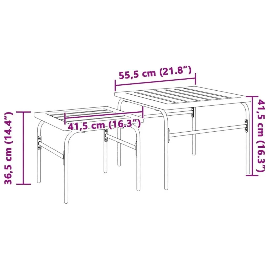 Garden Nest of Coffee Tables 2 pcs Brown and Black Steel 4009307