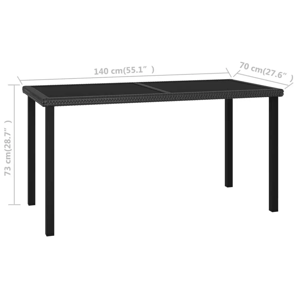 Garden Dining Table Black 140x70x73 cm Poly Rattan 315115