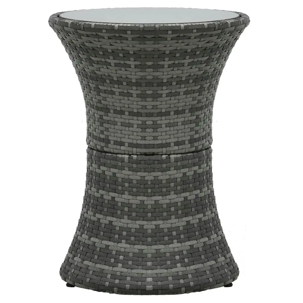 Garden Side Table Drum Shape Grey Poly Rattan 48152