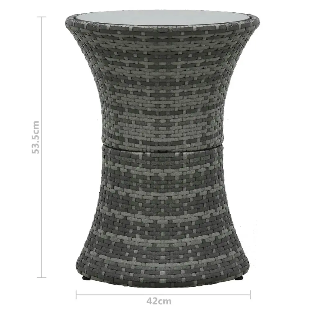 Garden Side Table Drum Shape Grey Poly Rattan 48152