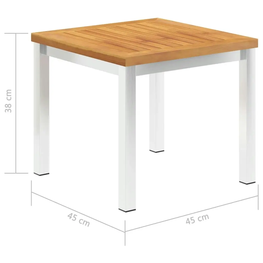 Garden Side Table 45x45x38 cm Solid Acacia Wood and Stainless Steel 46492