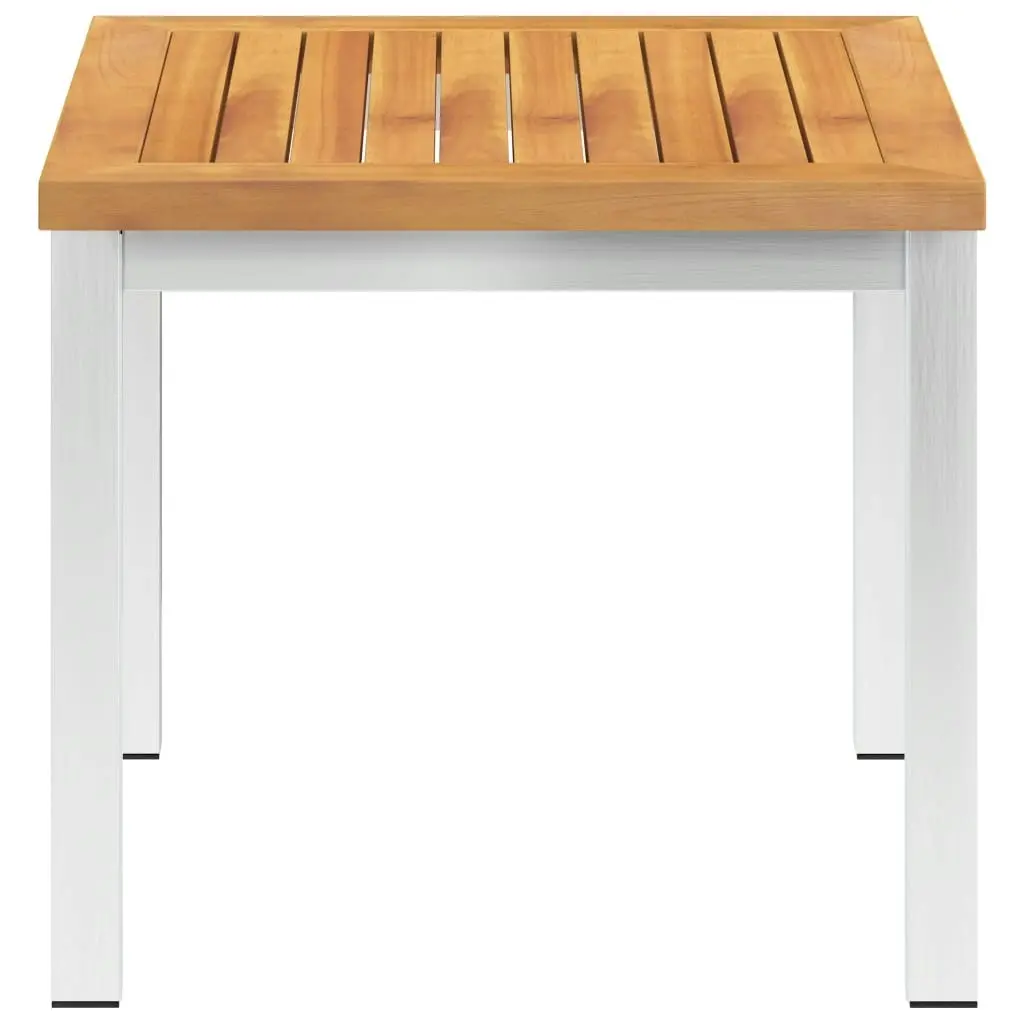 Garden Side Table 45x45x38 cm Solid Acacia Wood and Stainless Steel 46492