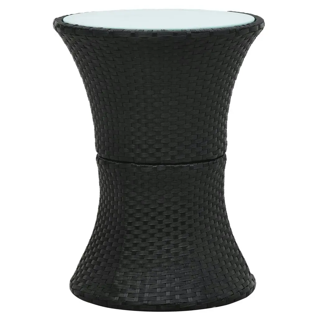 Garden Side Table Drum Shape Black Poly Rattan 48150