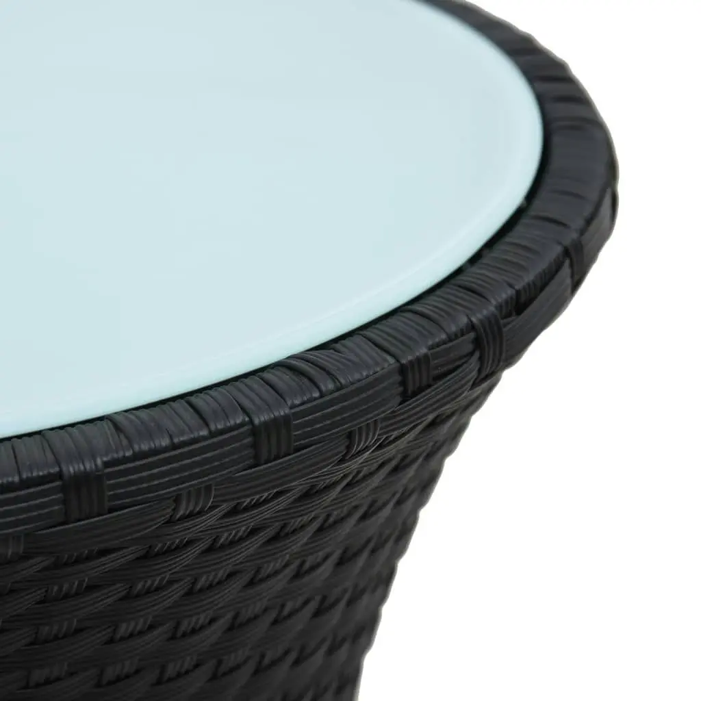 Garden Side Table Drum Shape Black Poly Rattan 48150