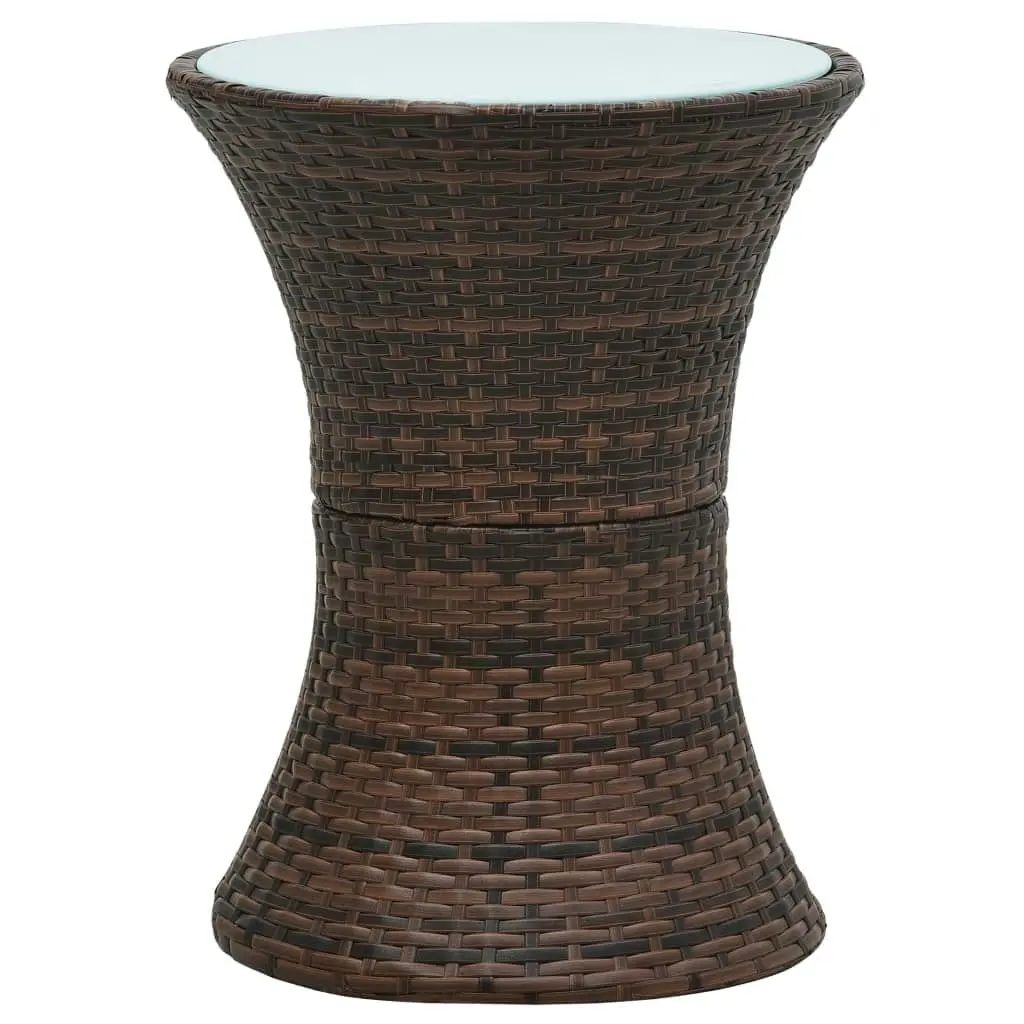 Garden Side Table Drum Shape Brown Poly Rattan 48151